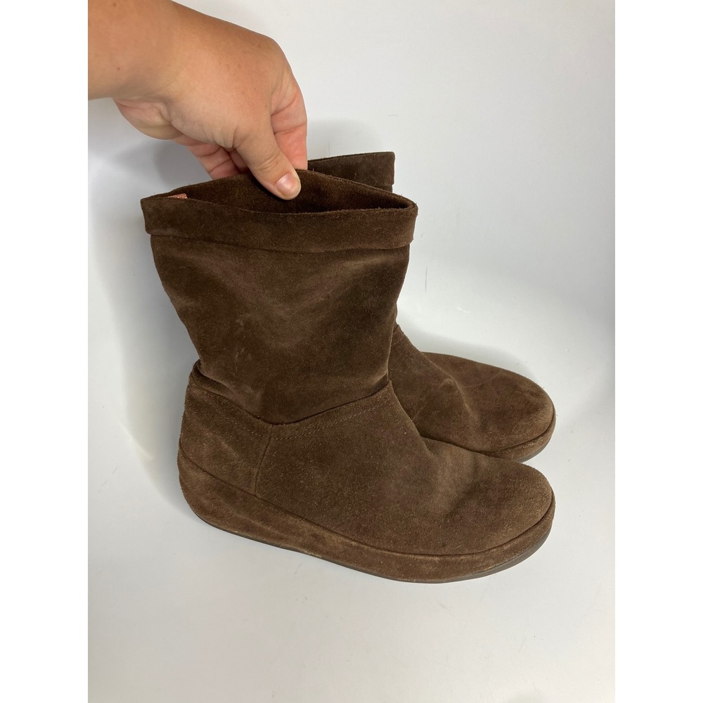 Fitflop‎ brown suede pull on boots women's size 9 comfort shoes winter casual
